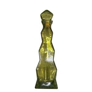17” decanter olive green glass, curved design glass stopper Christmas Tree Shape